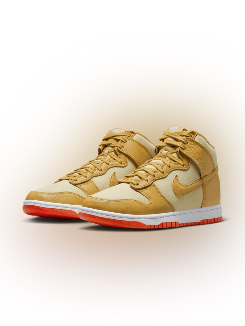 Nike Dunk High sneakers Wheat Gold and Safety Orange